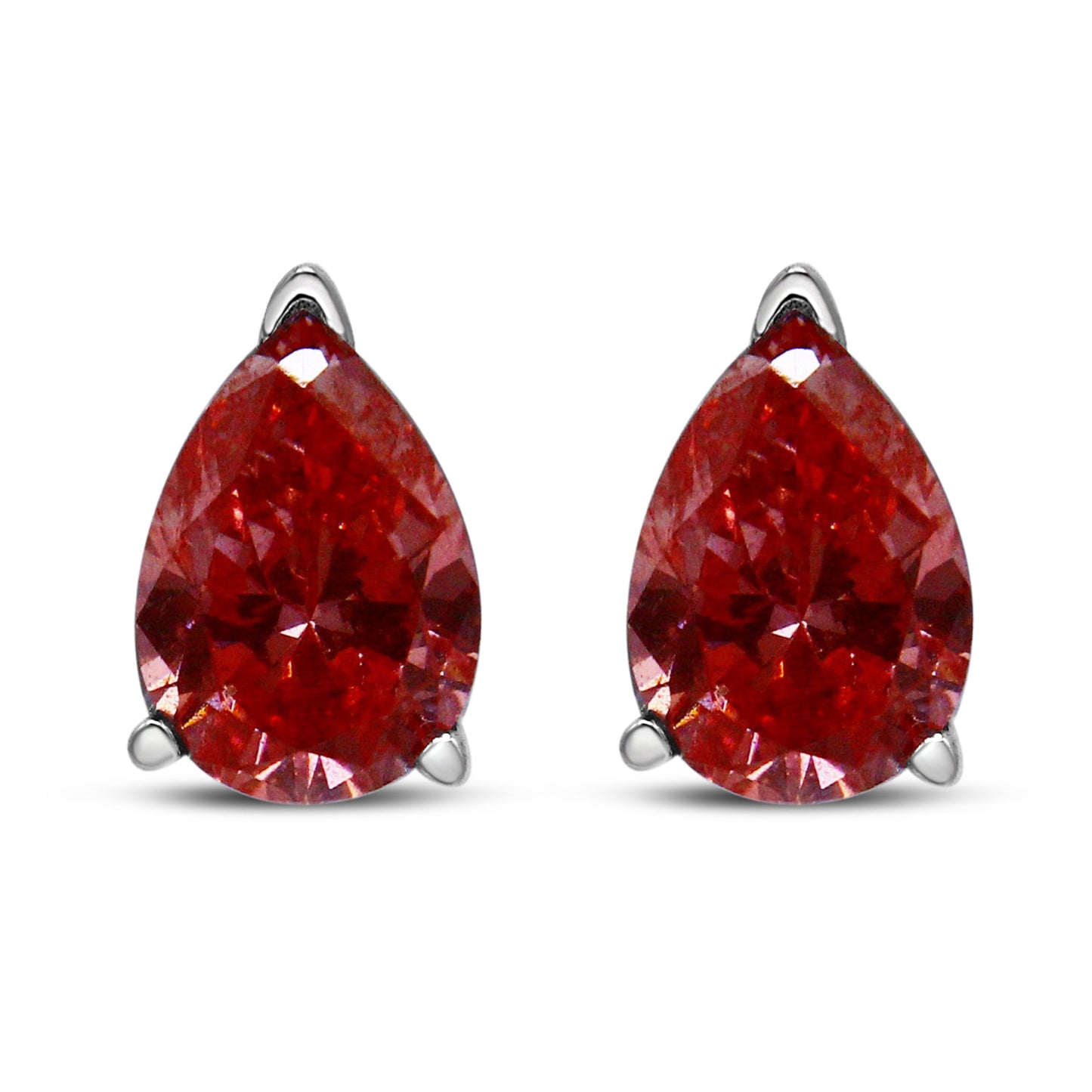 Boucles d'oreilles en diamant rose en forme de poire lab grown en or blanc 14K