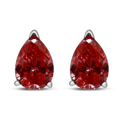 14K White Gold Lab Grown Pink Pear Diamond Stud Earrings