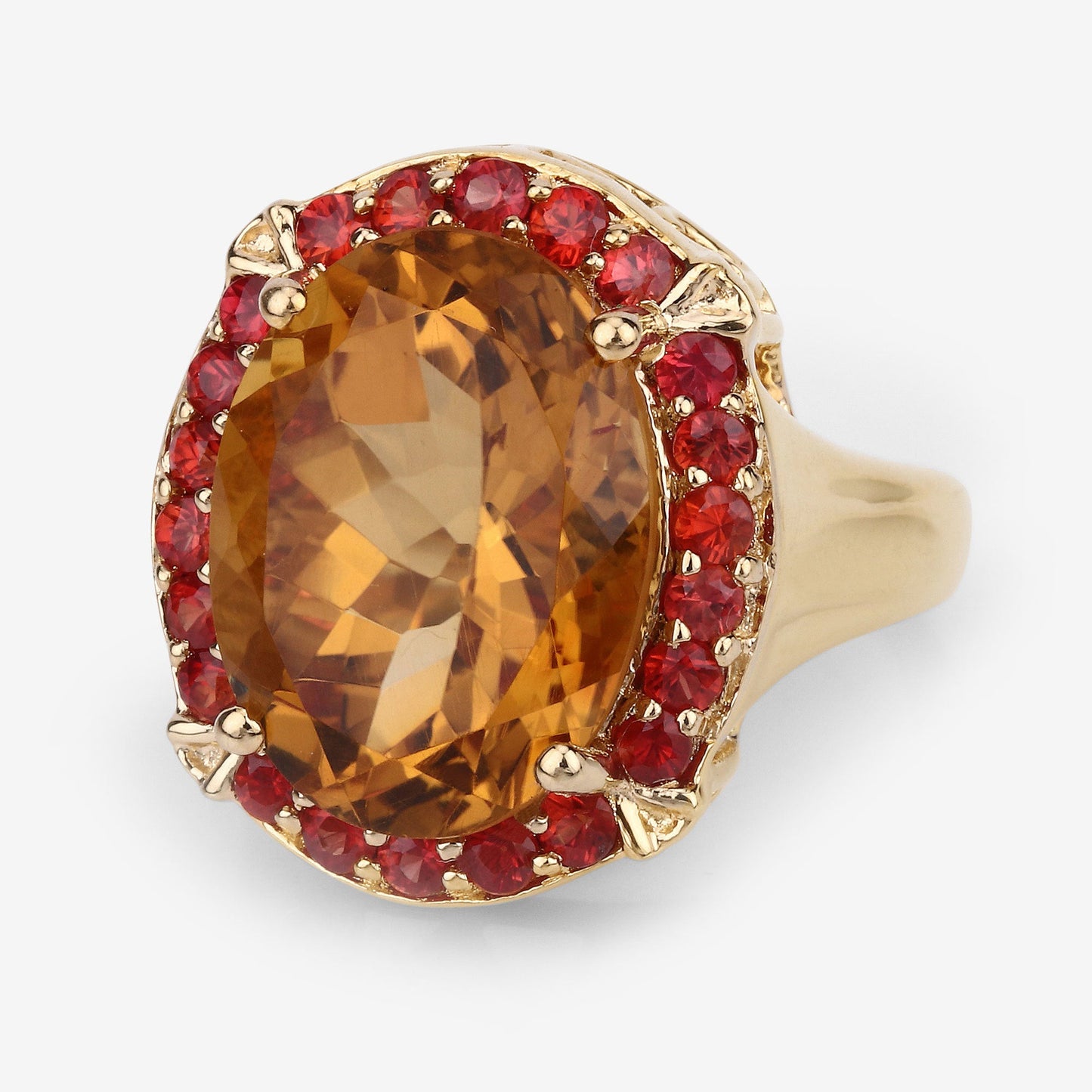 9.38 Carat Genuine Citrine & Orange Sapphire Sterling Silver Ring