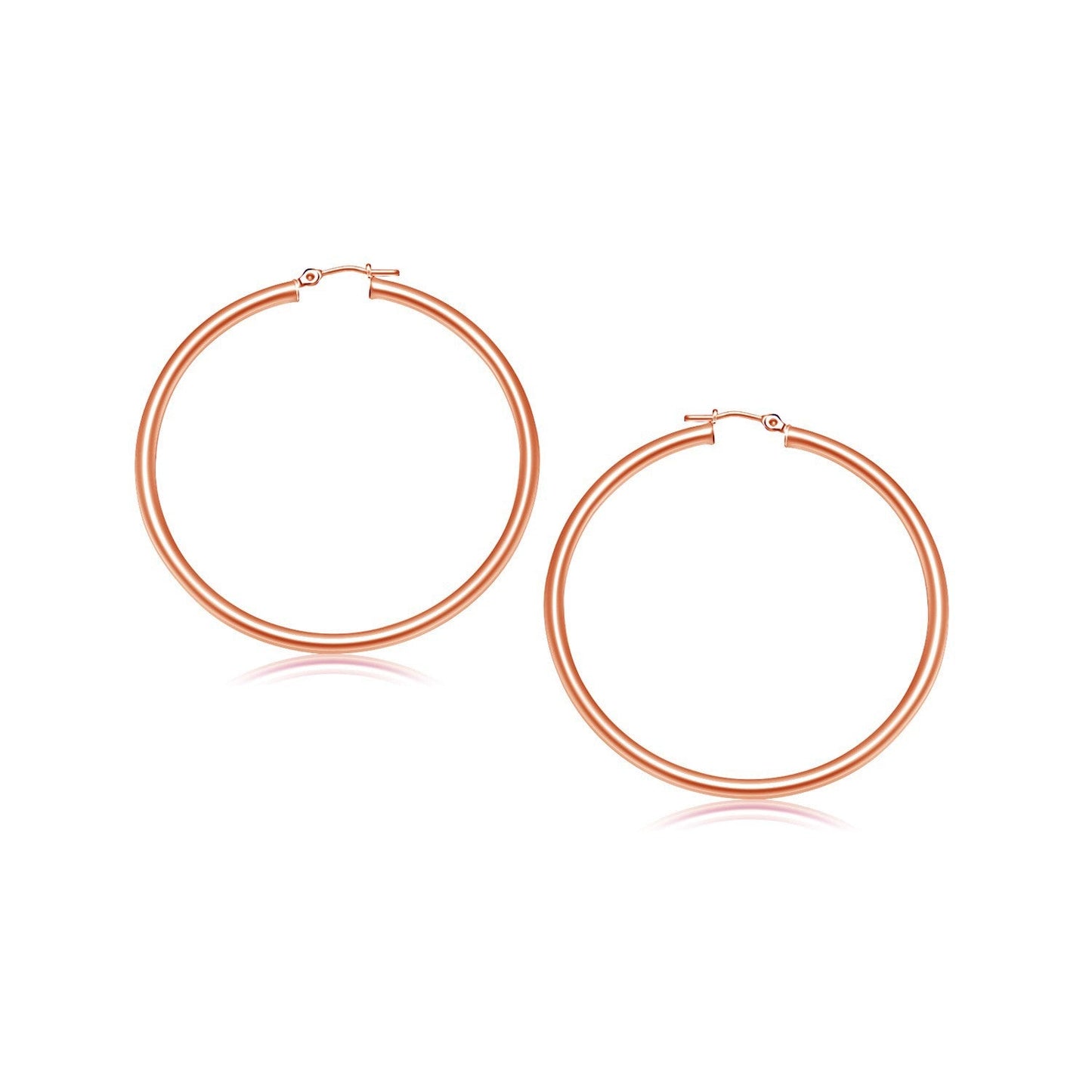 Pendientes de aro pulidos de oro rosa de 14k - 25 mm