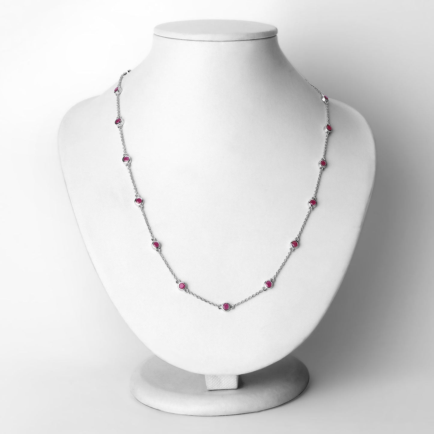 2.34 Carat Genuine Ruby Necklace in .925 Sterling Silver