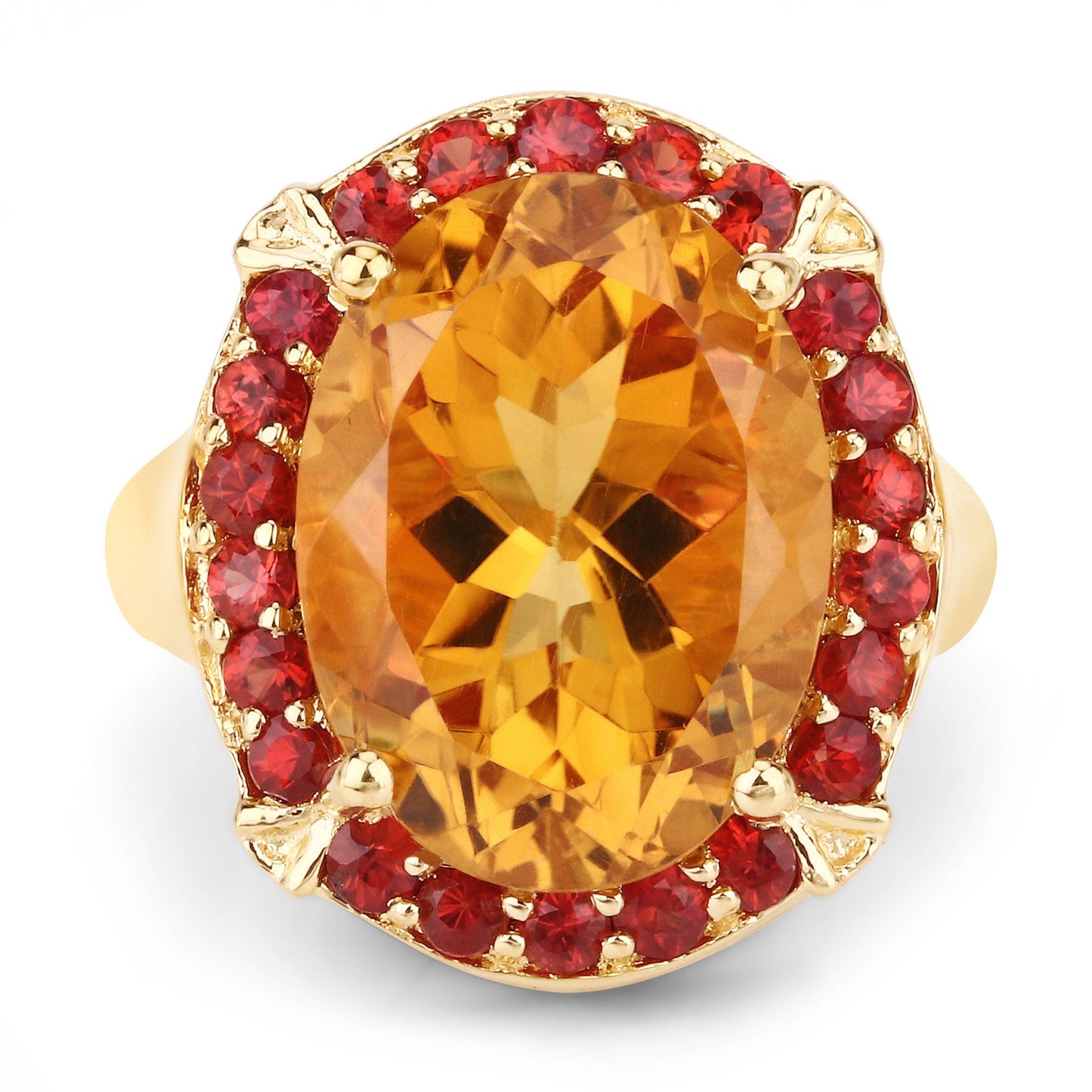 9.38 Carat Genuine Citrine & Orange Sapphire Sterling Silver Ring