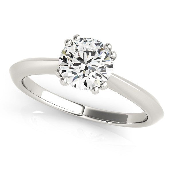 Bague de fiançailles en diamant solitaire en or blanc 14 carats avec double griffes