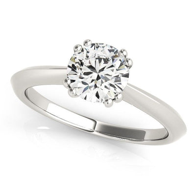 14k White Gold Double Prong Set Solitaire Diamond Engagement Ring