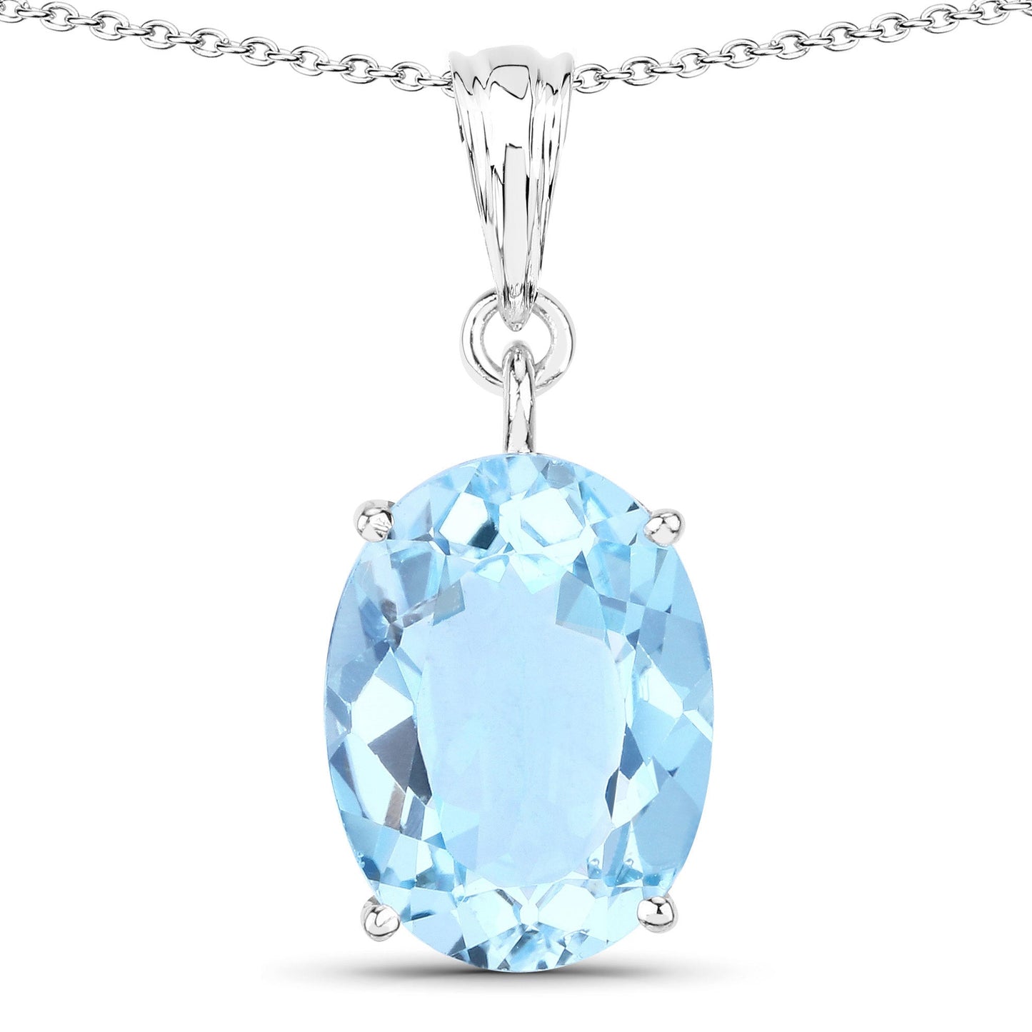 11.25 Carat Genuine Swiss Blue Topaz Pendant in Sterling Silver