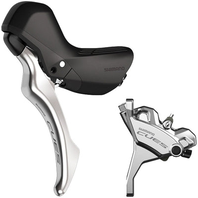 Palanca de freno de disco hidráulico Shimano CUES BL-U6030L/BR-U6030F - Delantera Plateada