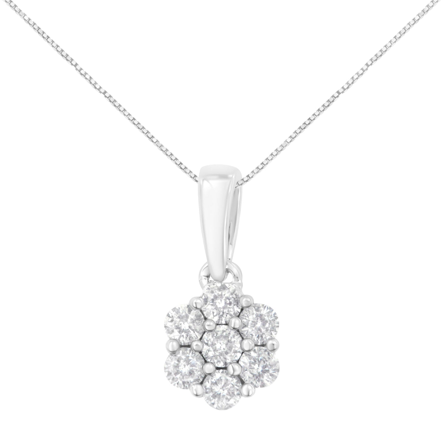 Collar de diamantes en forma de flor de oro blanco de 14 quilates