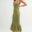 Elegant Ruffled Hem Sleeveless Crochet Knit Midi Dress