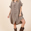 Mineral Wash Cotton Gauze Mini Shirt Dress for Women