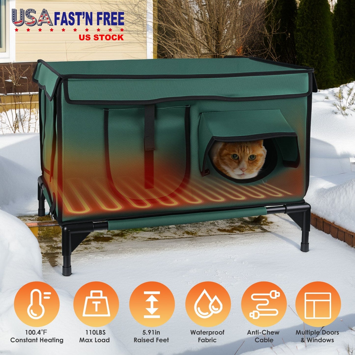 Casa para Gatos Calentada e Impermeable para Comodidad al Aire Libre