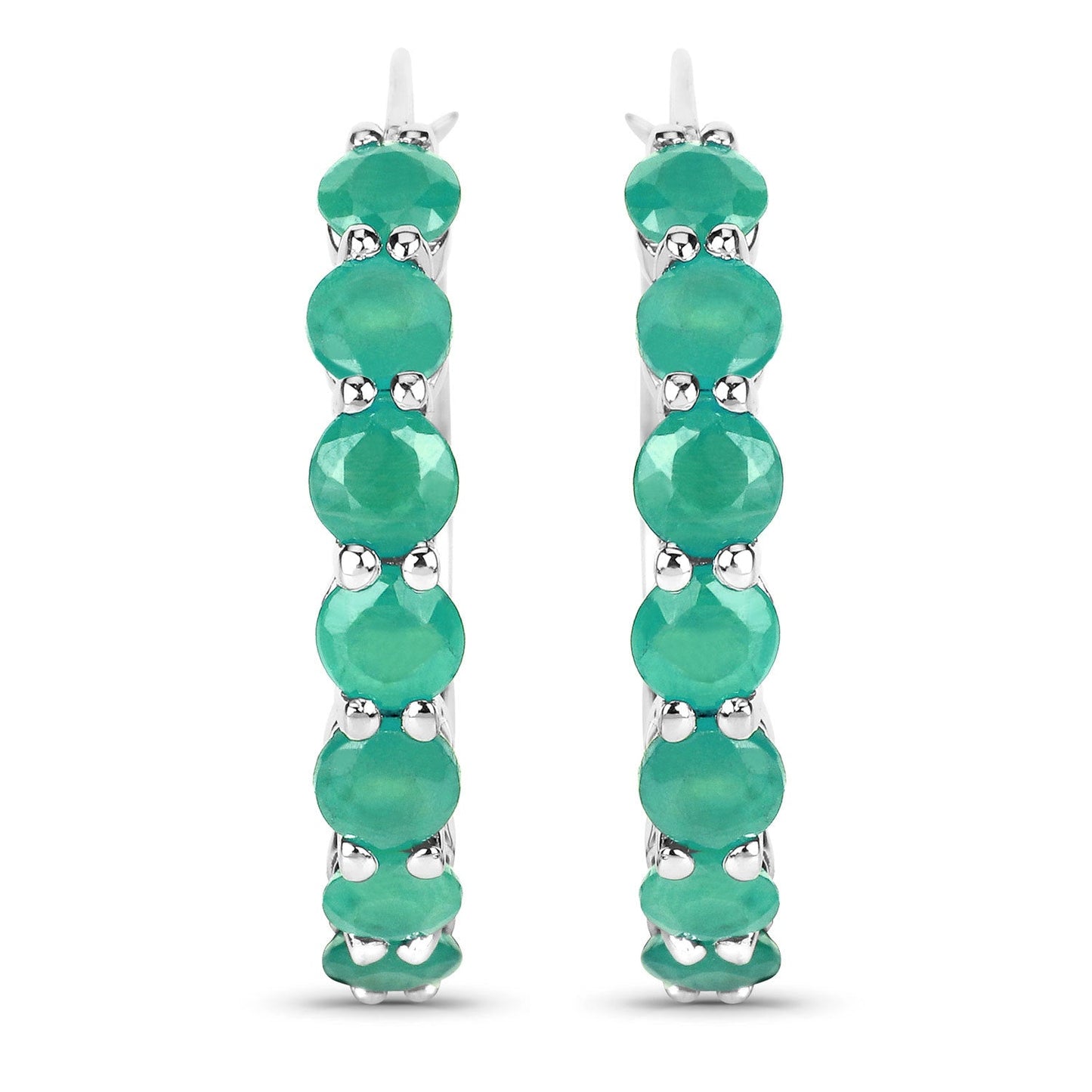 Boucles d'oreilles en argent sterling avec émeraudes véritables de 2,38 carats