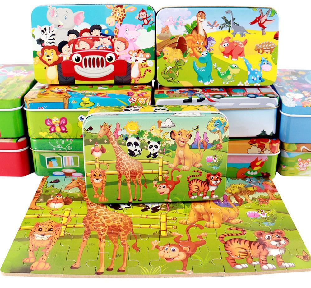 60-Piece Cartoon Animal Wooden Puzzle for Kids - Educational Fun Toy - Korvel