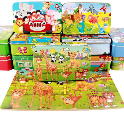 60-Piece Cartoon Animal Wooden Puzzle for Kids - Educational Fun Toy - Korvel