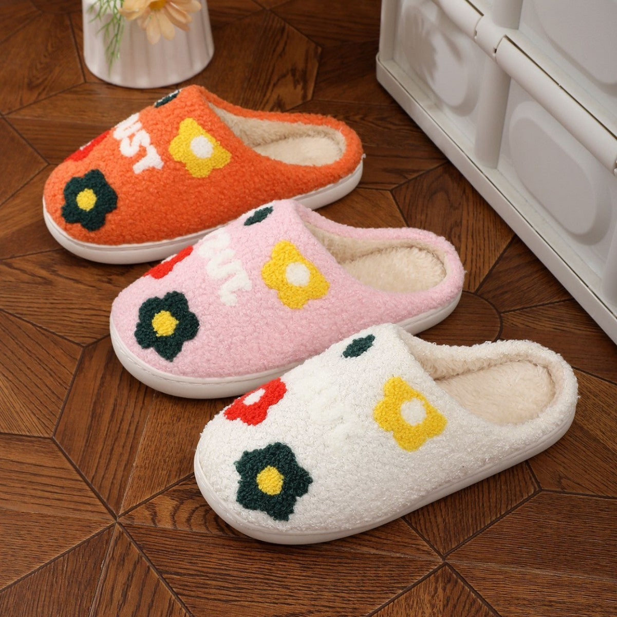 Chaussons en coton à fleurs pour femmes