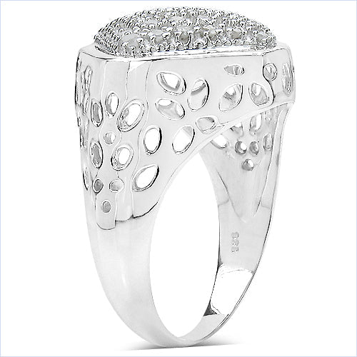 0.54 Carat Genuine White Diamond Sterling Silver Engagement Ring