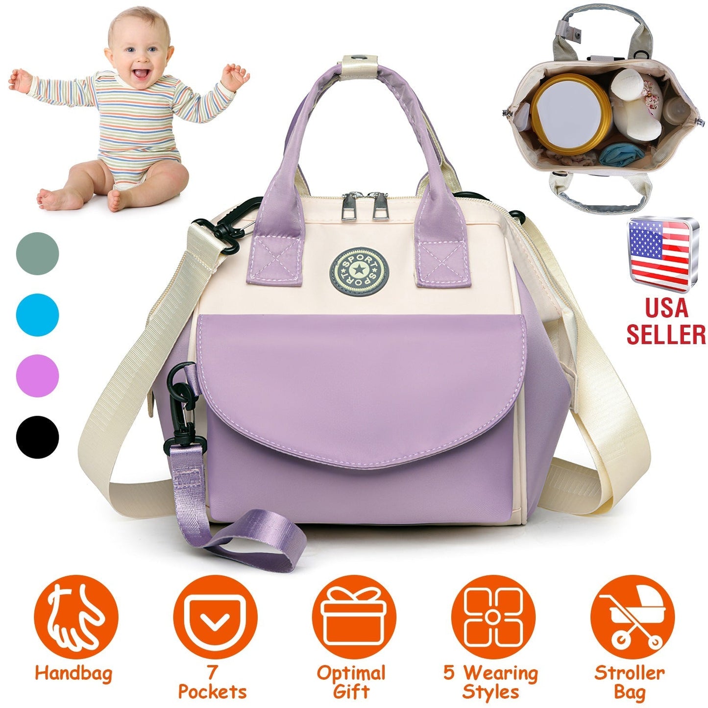 GBruno Baby Nappy Diaper Bag - Purple