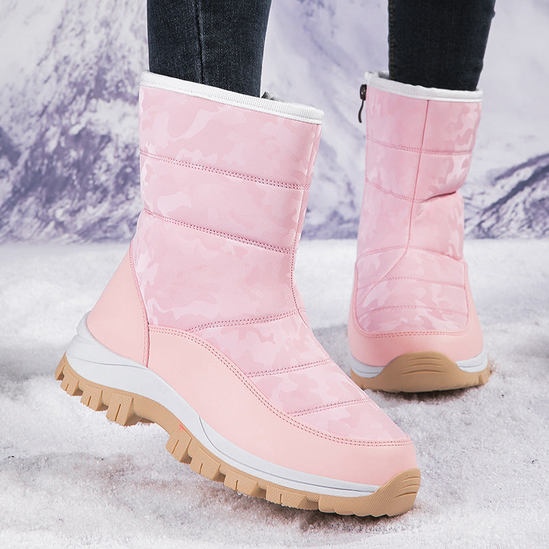 Botas de Nieve de Invierno Premium para Mujeres - Diseño de Tobillo Alto con Plumas