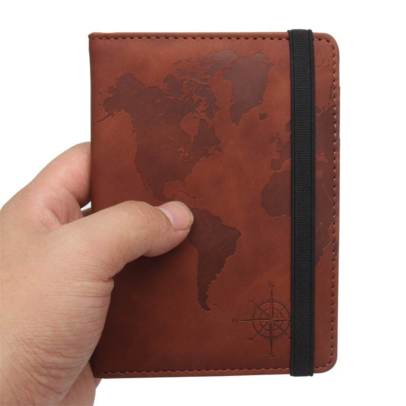 World Map Passport Case with Anti-Magnetic Features
