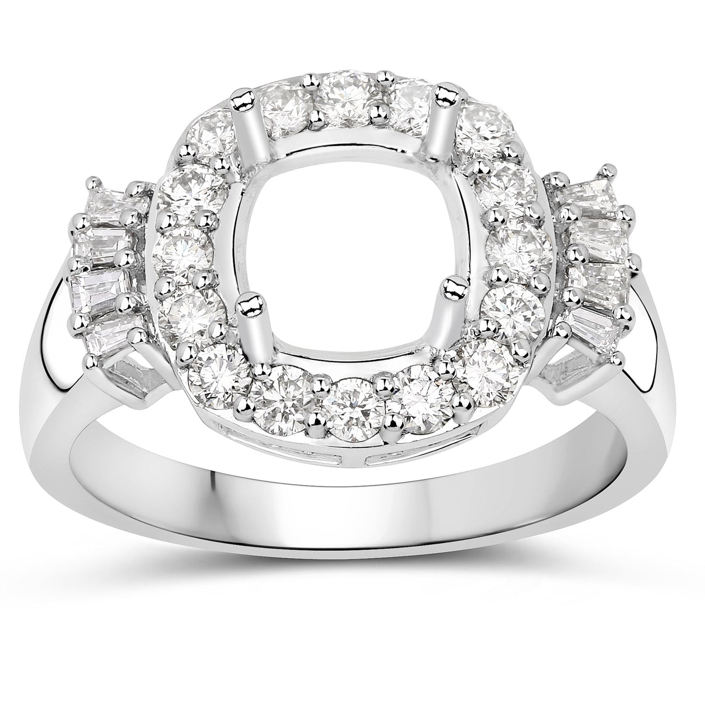 0.73 Carat White Diamond 14K White Gold Semi Mount Engagement Ring