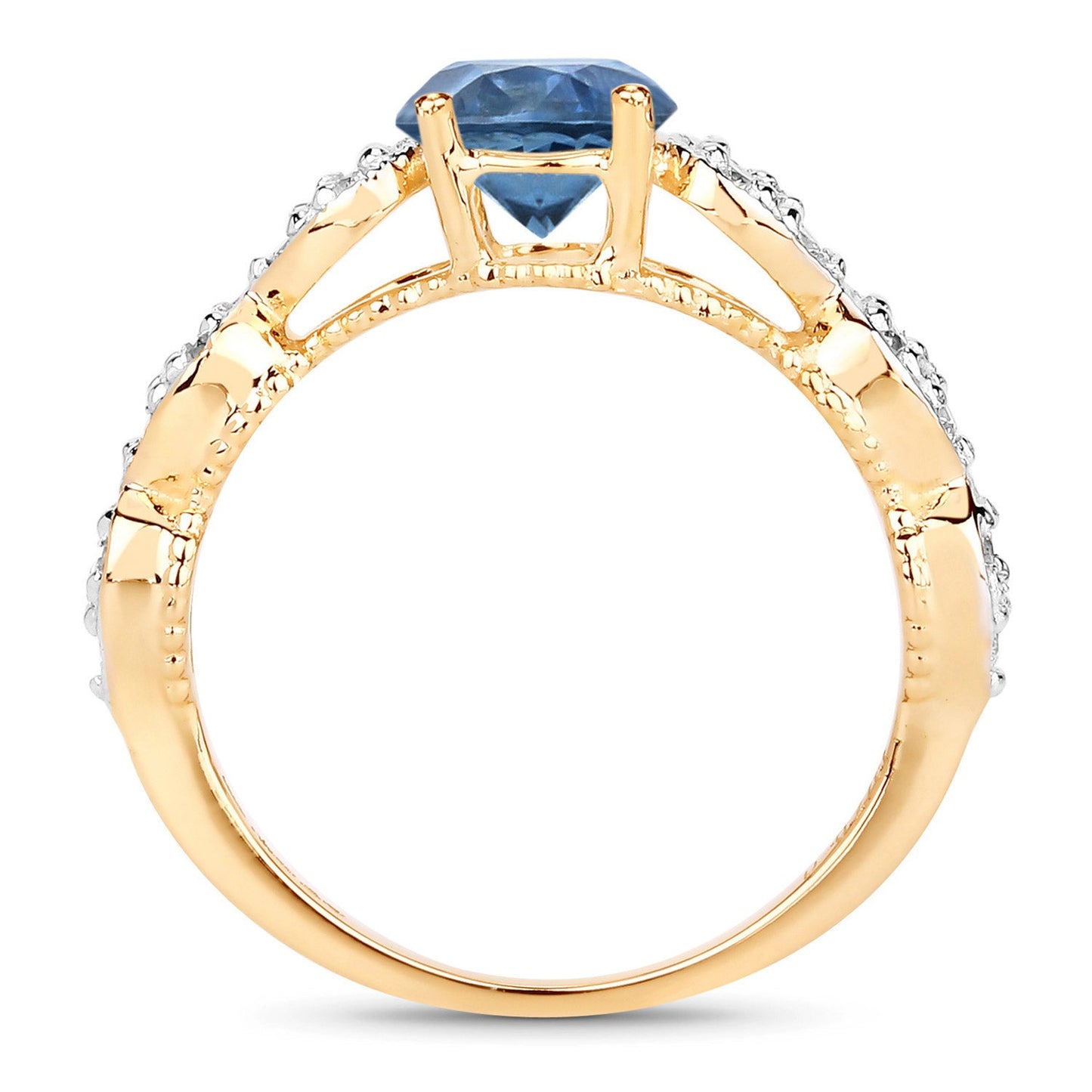1.27 Carat Blue Sapphire and Diamond 14K Yellow Gold Engagement Ring