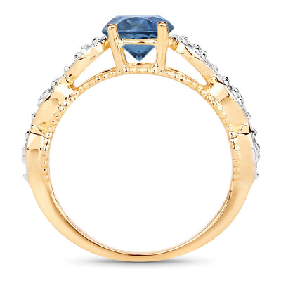 1.27 Carat Blue Sapphire and Diamond 14K Yellow Gold Engagement Ring