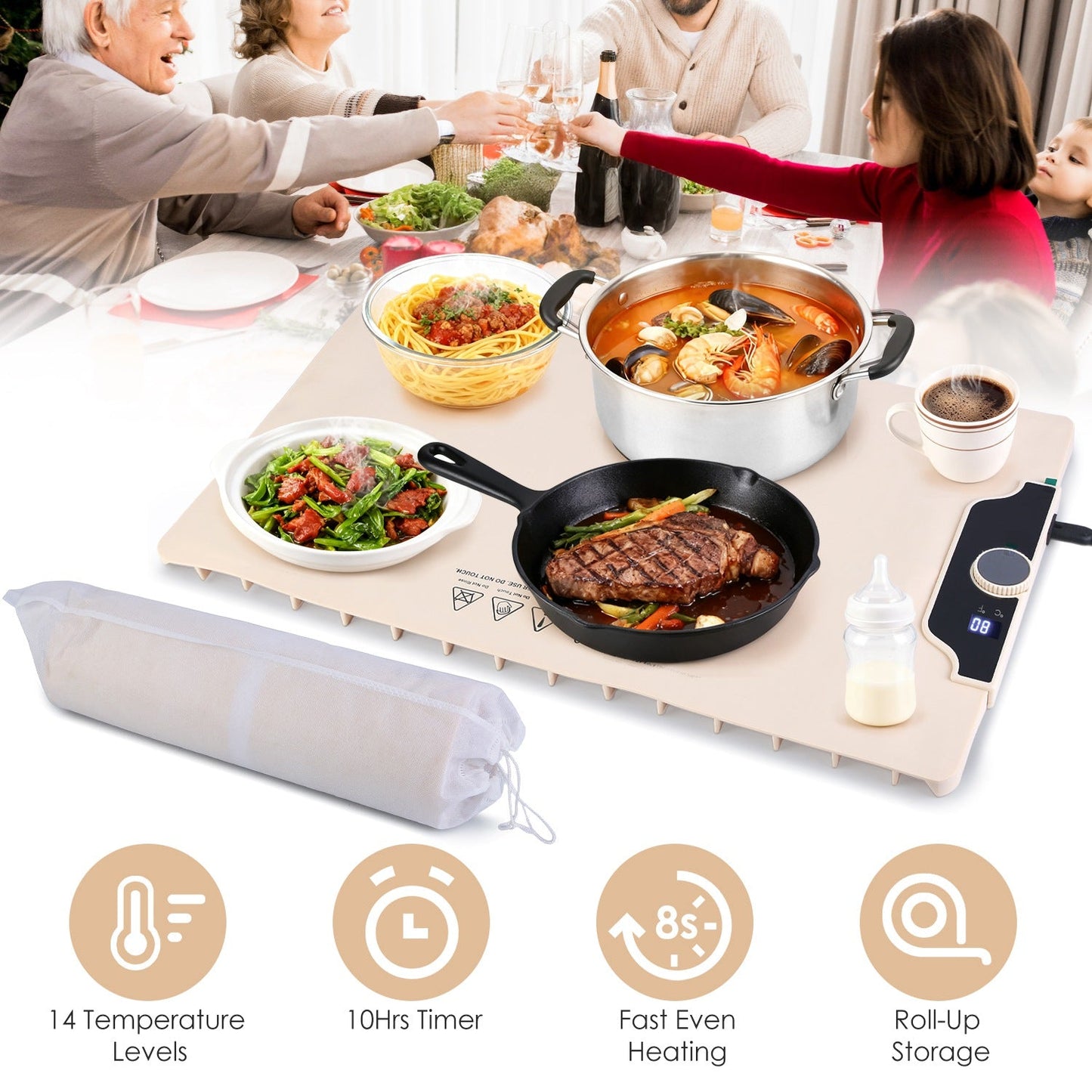 Premium Electric Food Warming Mat - 23.6x15.8 Inches