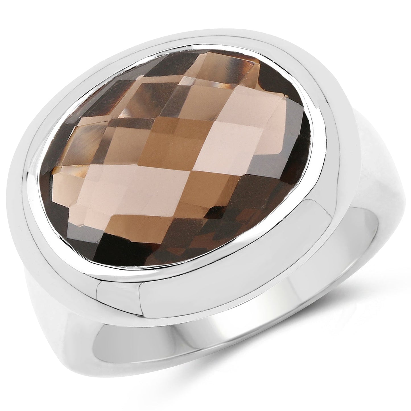 Bague en argent sterling avec quartz fumé de 7,90 carats