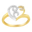 Anillo de Clúster en Forma de Corazón de Diamantes de Oro de Dos Tonos de 10K - Talla 6