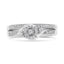 Ensemble de Bague de Fiançailles et de Mariage en Argent Sterling .925 avec Halo de Diamants et Tour