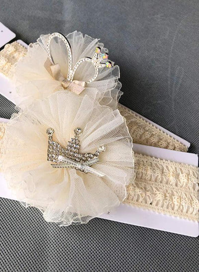 Elegant Handmade Baby Girl Hair Band with Rhinestone Crown - Perfect for Infants - Korvel