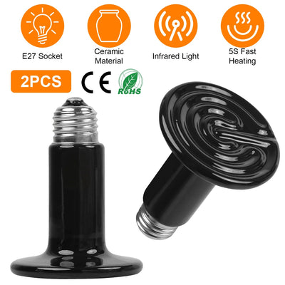150W Ceramic Heat Lamp for Reptiles - 2 Pack