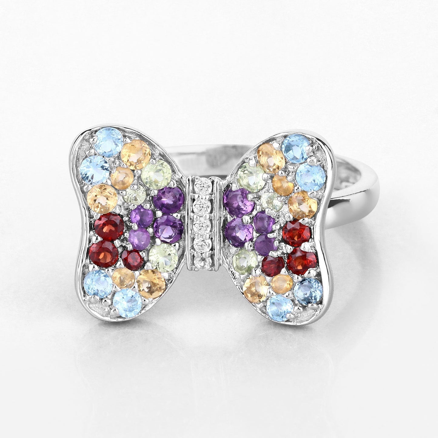 1.18 Carat Multi-Stone .925 Sterling Silver Engagement Ring