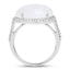 Anillo de 7.33 quilates de auténtica piedra lunar blanca arcoíris y topacio blanco
