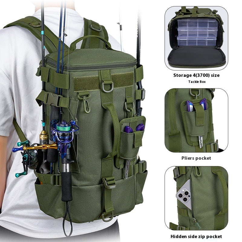 Mochila Multifuncional Impermeable para Senderismo, Pesca y Gimnasio