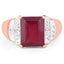 Bague en argent sterling plaqué or rose 14K avec rubis et topaze blanche