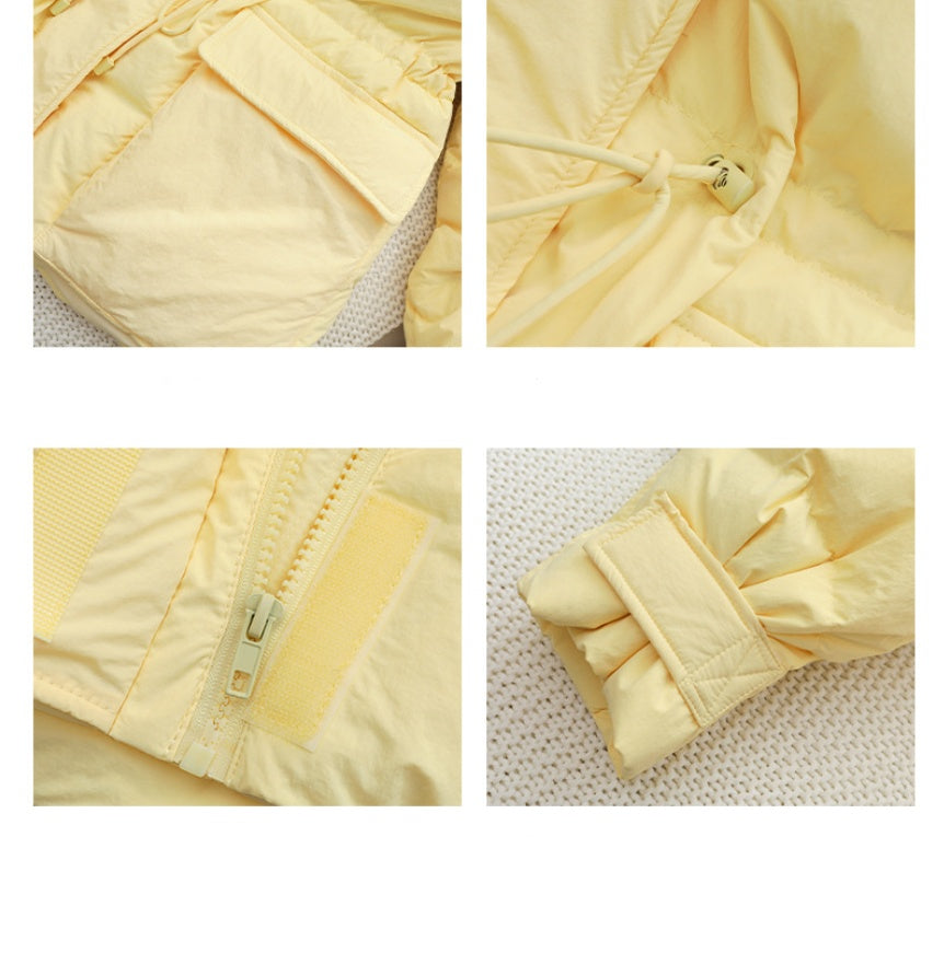Mid-Length Hooded Puffer Jacket with Down Filling