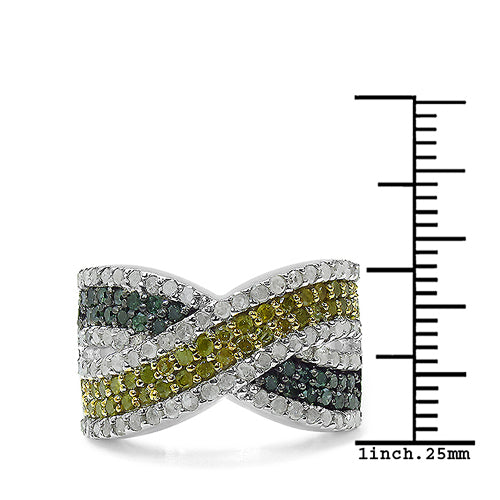 1.44 Carat Multi Diamond Sterling Silver Engagement Ring