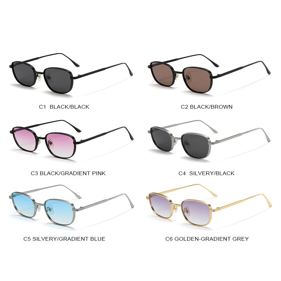 Lunettes de soleil carrées rétro en métal avec protection UV