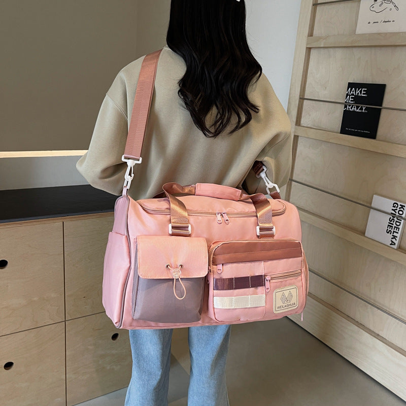 Sac de voyage multi-poches à contraste de couleur tendance