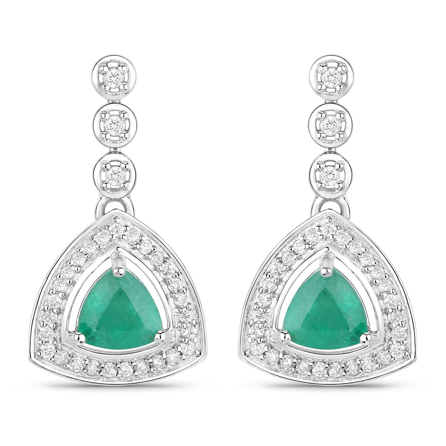 Pendientes de Esmeralda Zambiana y Diamante Blanco de 1.39 Quilates