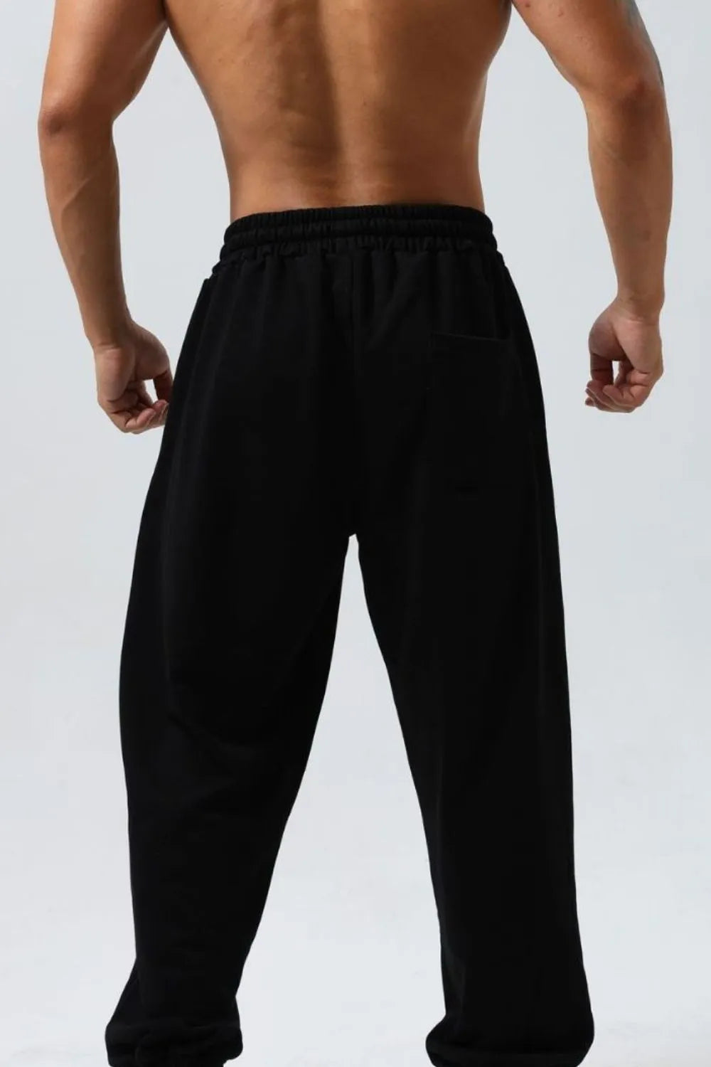 Joggers de tiro alto para hombres en tallas grandes con diseño desgastado y cordón