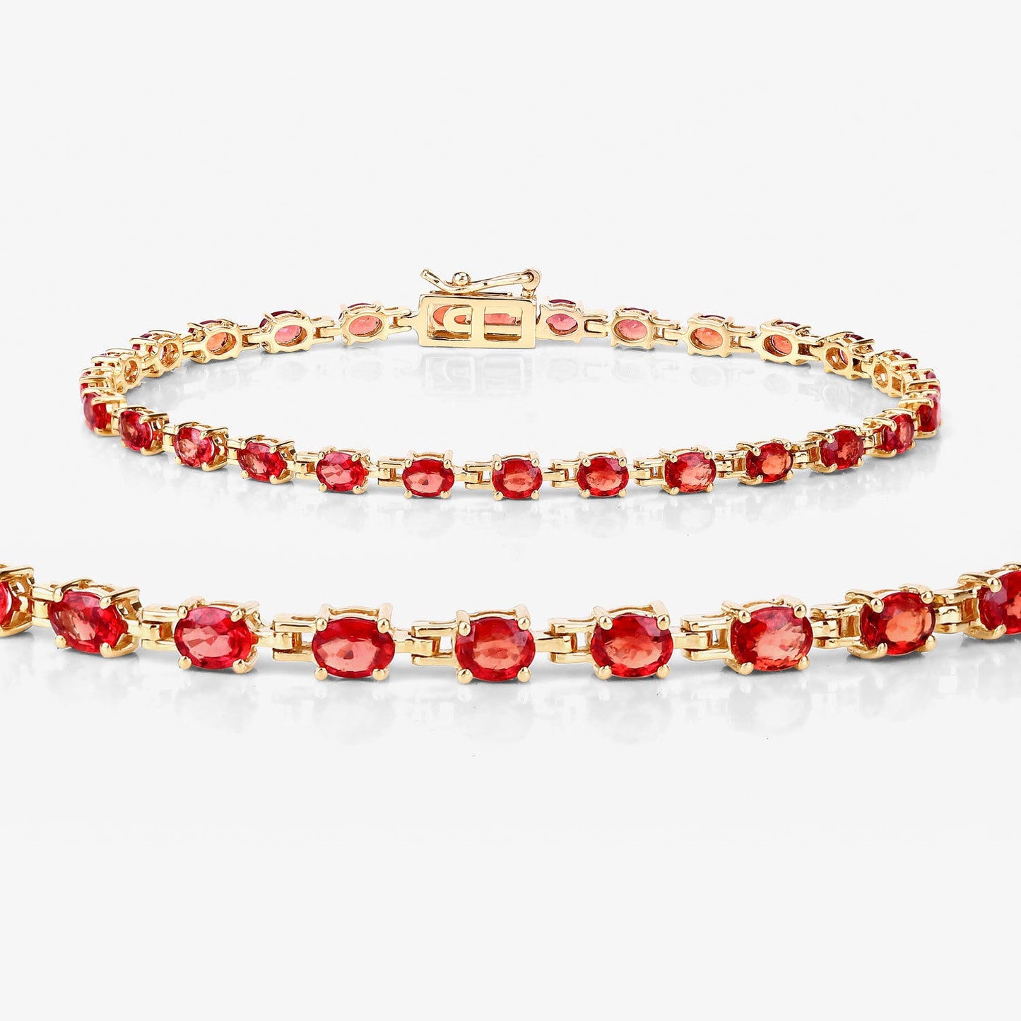 Bracelet en saphir orange véritable de 7,00 carats en or jaune 14K