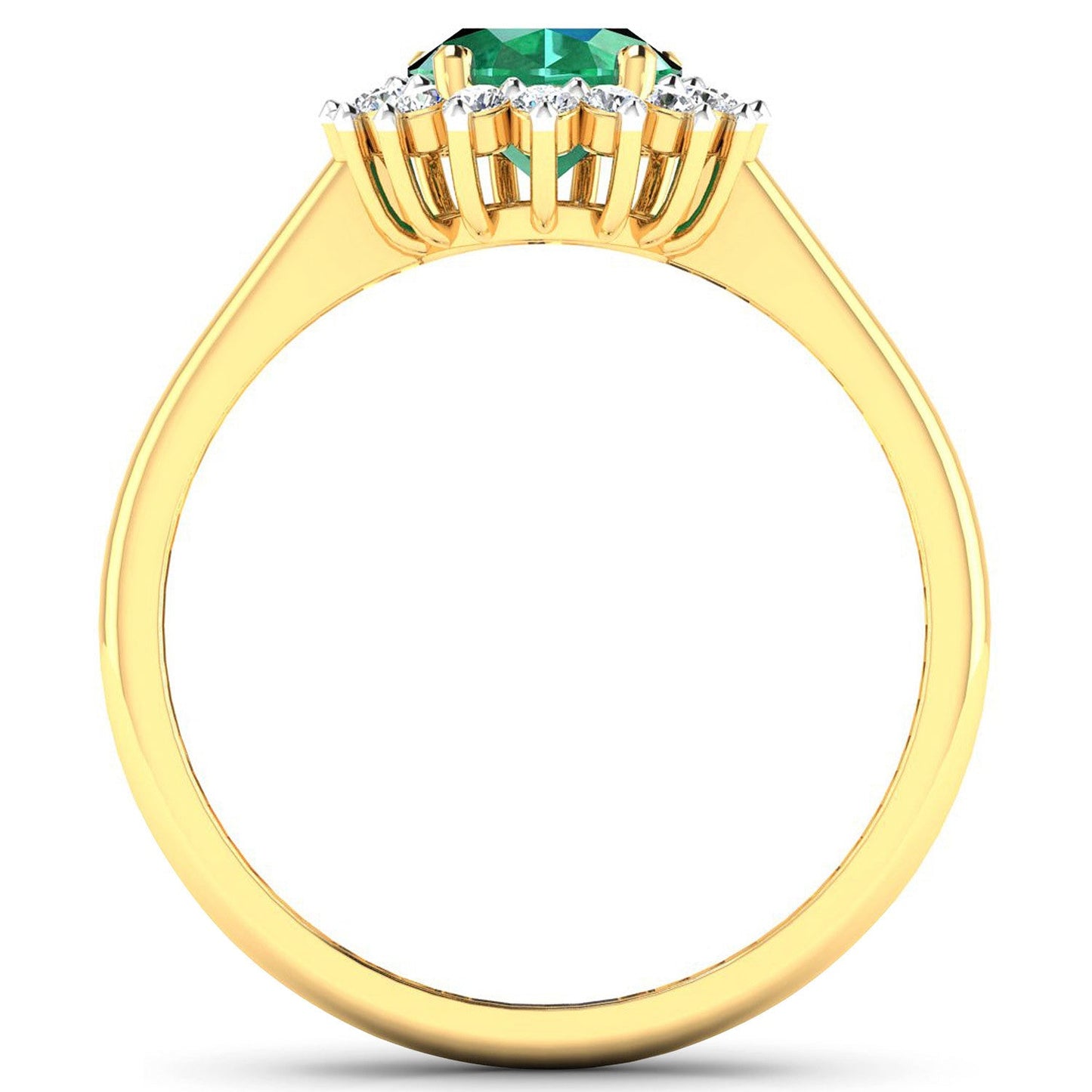 Anillo de Esmeralda Zambiana y Diamante de 14K en Oro Amarillo de 1.87 Quilates