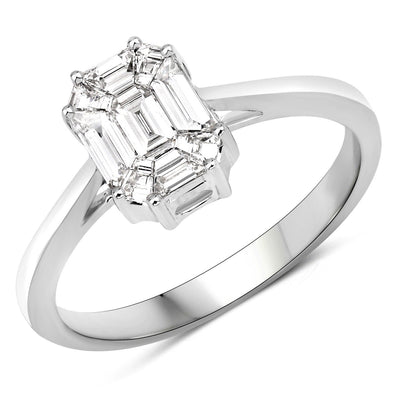 0.48 Carat Genuine White Diamond 18K White Gold Engagement Ring