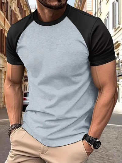 Men's Plus Size Round Neck Contrast T-Shirt