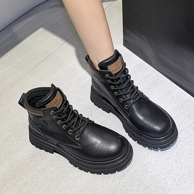 Genuine Leather Women's Thick Bottom Martin Boots