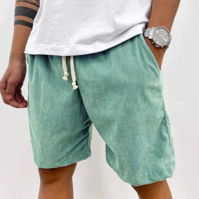 Men's Corduroy Jogger Shorts with Drawstring and Pockets