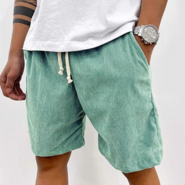 Men's Corduroy Jogger Shorts with Drawstring and Pockets