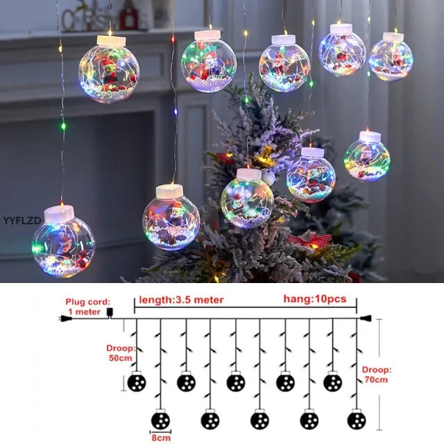 Santa Claus Curtain String Lights