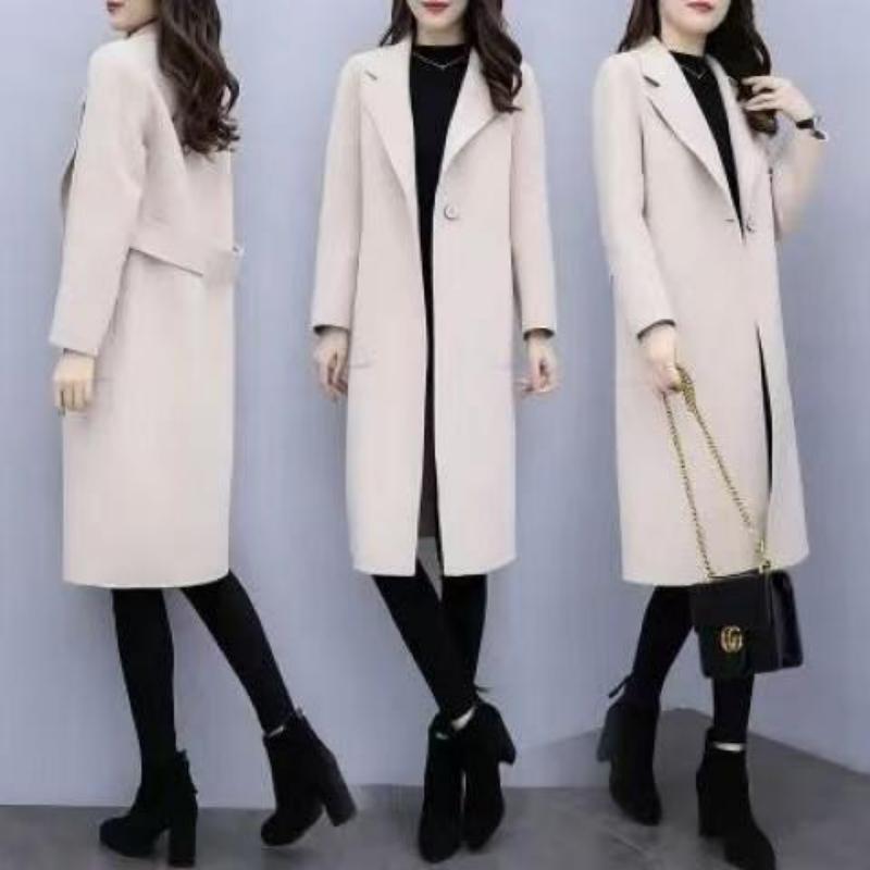 Manteau en Laine Mi-Long de Style Coréen